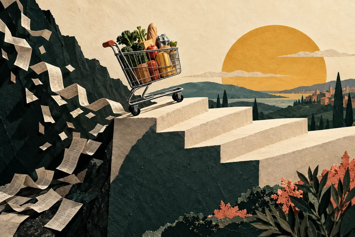 Conceptuele illustratie: Lagere inflatie, hoger prijsniveau